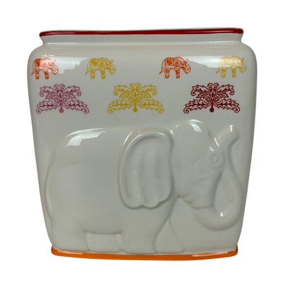 Creative Bath Products Silk Road Ceramic Tissue Box Cover Elephant Paisley - Picture 2 of 9